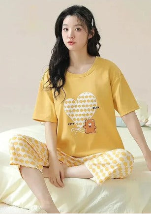 Cute Bear Printed Night Suit For Woman