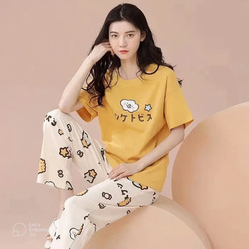 Cute Cartoon Printed Night Suit For Woman