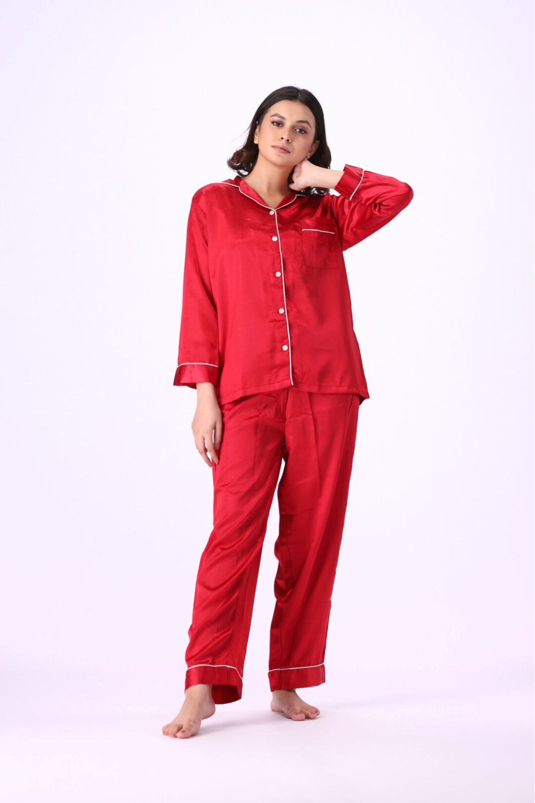 Classic Elegance Silk Pj Set For Women