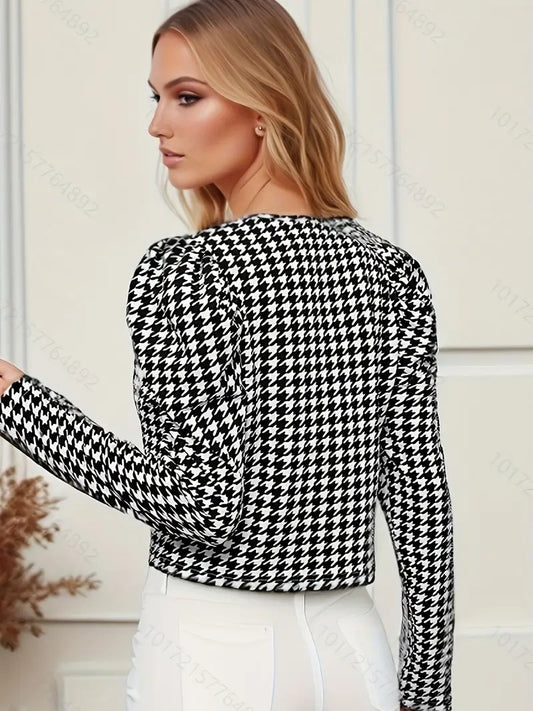 Geometric Pattern Bomber Jacket For Woman