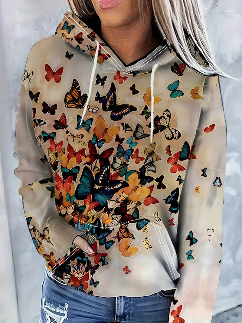 Butterfly Bliss Graphic Hoodie For Woman