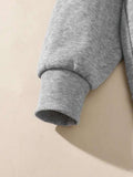 Grey Cartoon Bear Printed Hoodie For Woman