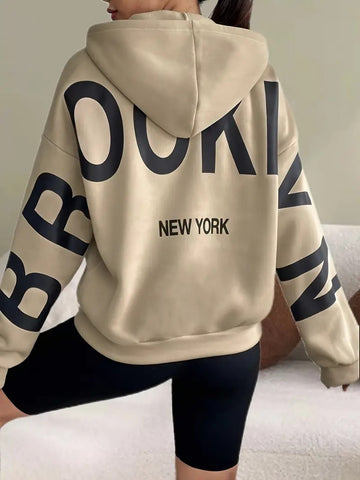 Brooklyn New York Printed Kangaroo Hoodie for Women