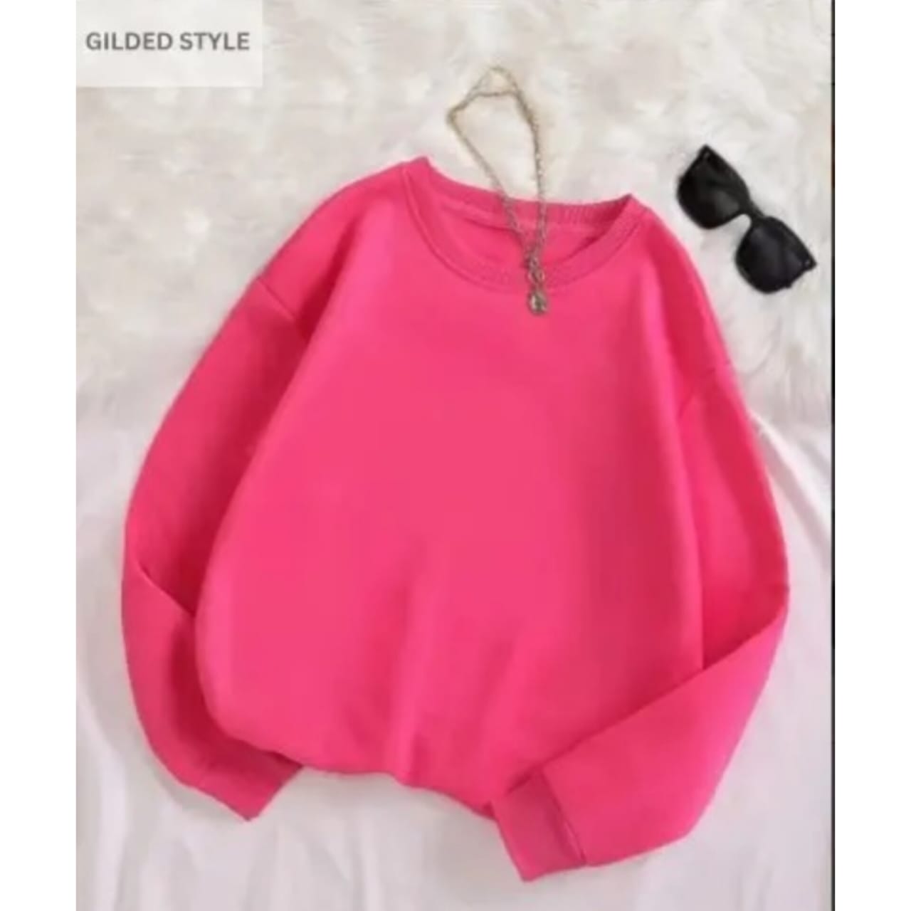 Rose Red Cozy Women's Long Sleeve Crew Neck Pullover Sweatshirt