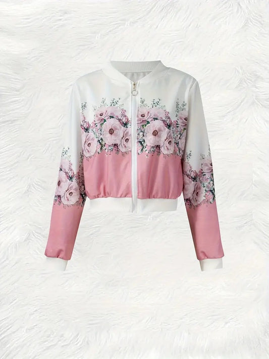 Dainty Petals Bomber Jacket For Woman