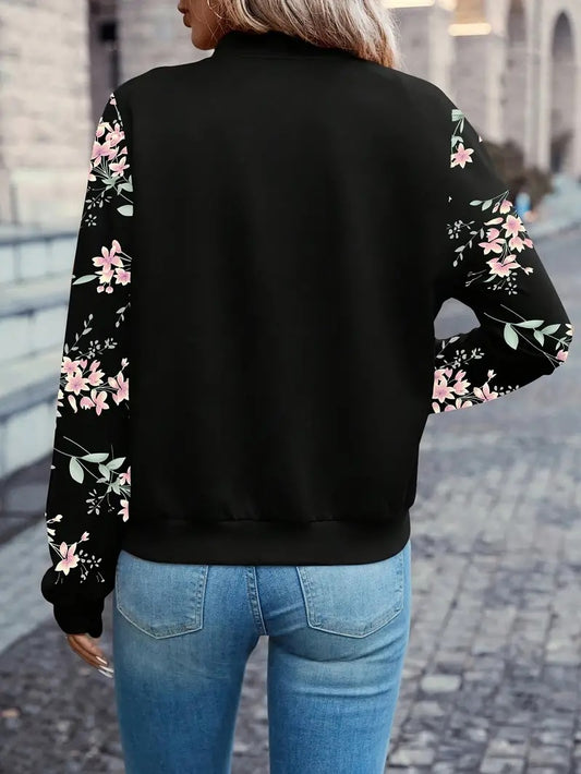 Blossom Charm Bomber Jacket For Woman