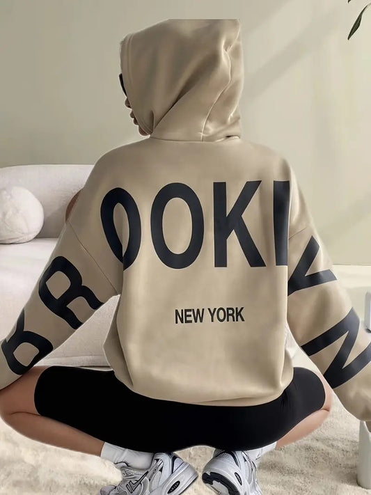 Brooklyn New York Printed Kangaroo Hoodie for Women