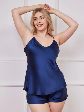 Blue Silk Dream Cami Set For Woman