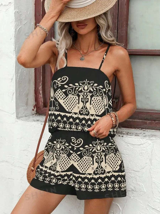 Geometric Print Cami & Shorts Set