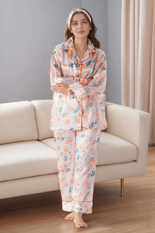 Orange Silky Pajama Set – Perfect for Sleep & Lounge