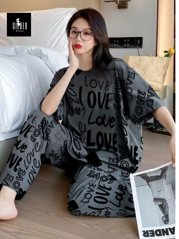 Love Printed Night Suit For Woman