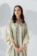 Women’s Grey Print Silky Satin Caftan