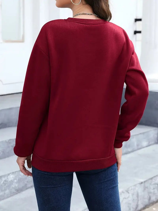 Maroon leave Printed Sweatshirts For Woman