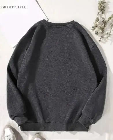 Dark Gray Cozy Plush Lined Pullover Sweatshirt