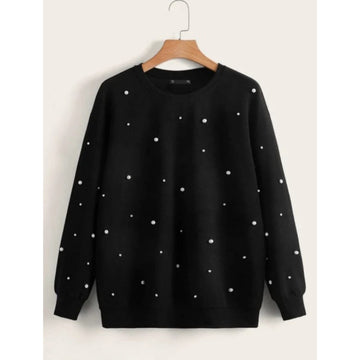 Black Pearls Beaded Sweatshirt For Women