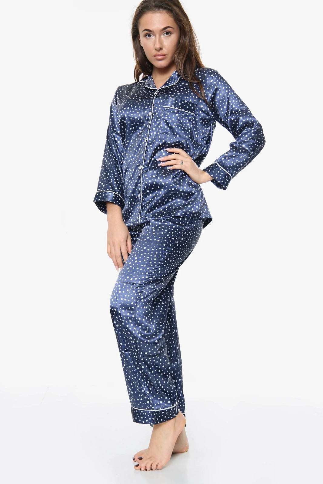 Blue With White Star Pj Set For Woman