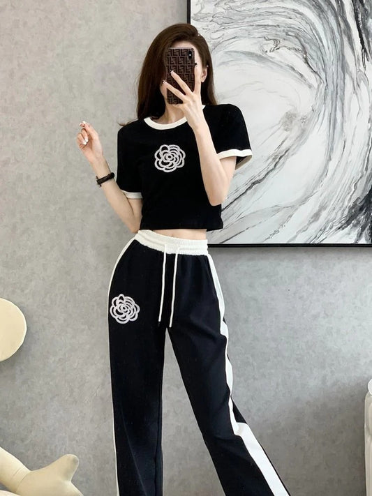 Black White Line Night Suit For Woman