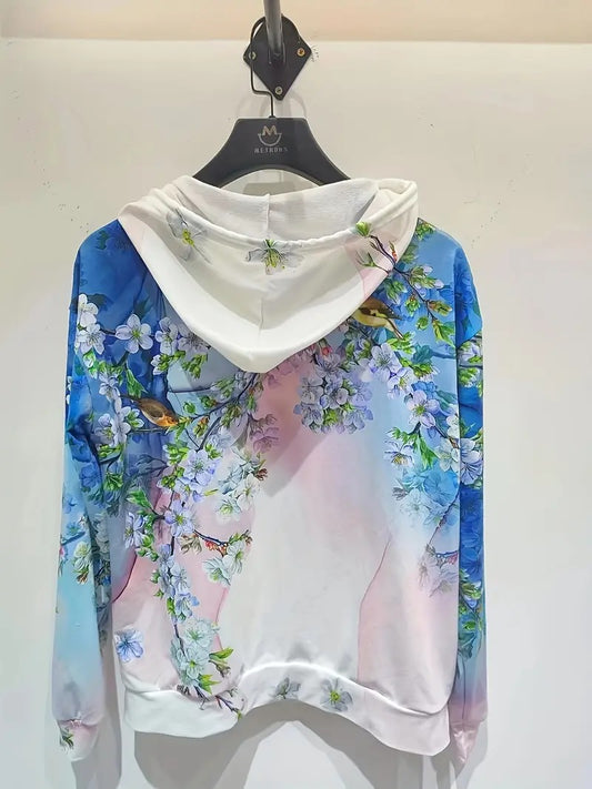 Floral Bloom Hoodie For Woman