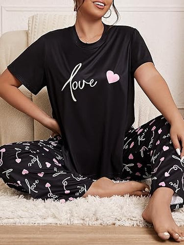 Love Printed Night Suit For Woman