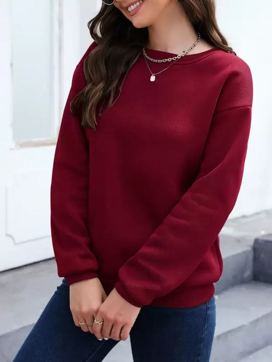 Maroon Basic Sweat Shirt For Women