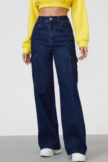 Baggy Wide-Leg Cargo Jeans