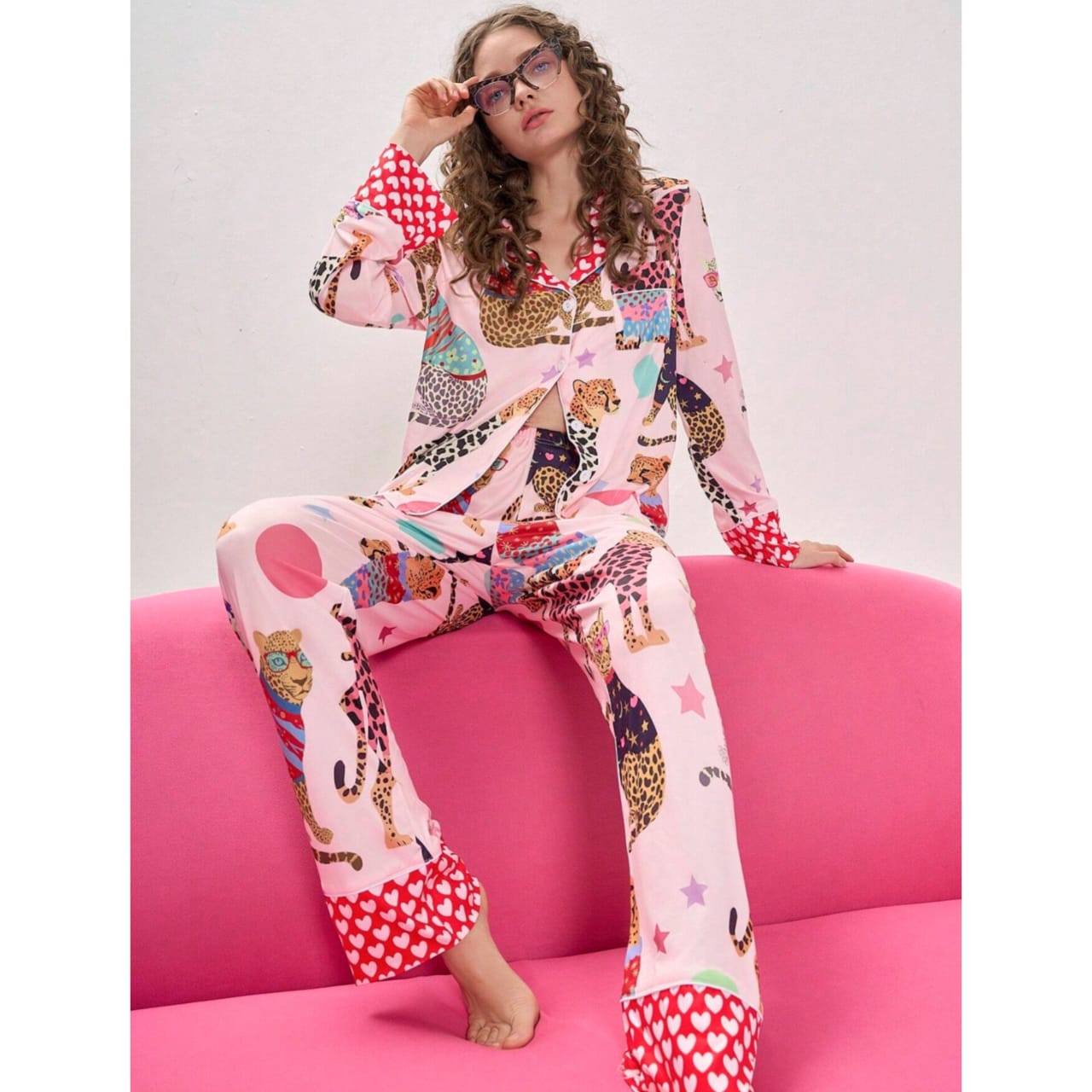 Animals Printed Night Suit For Woman