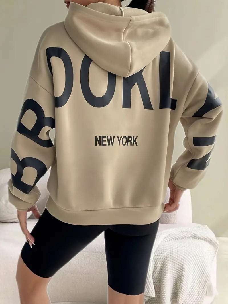 Brooklyn New York Printed Kangaroo Hoodie for Women